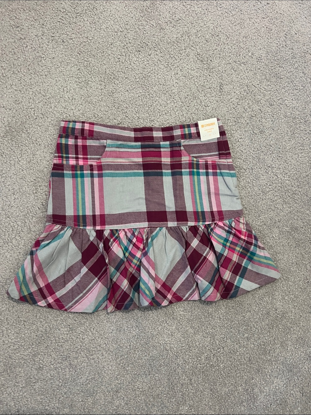 Gymboree Pink, Burgundy & Teal Plaid Ruffle Hem Skirt